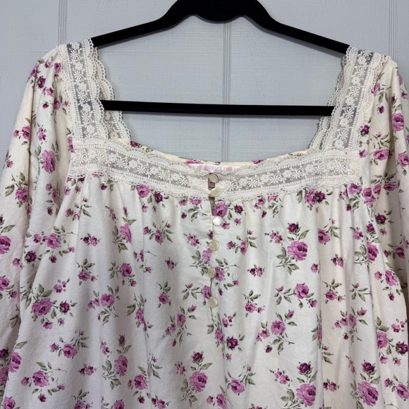 Vintage Victoria’s Secret Pink Floral Prairie Traditional Nightgown Lace Trim XL - Picture 3 of 8
